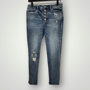 Altar'd state Vervet Blue Mom Jeans 2 25 Button Fly Erika Stretch